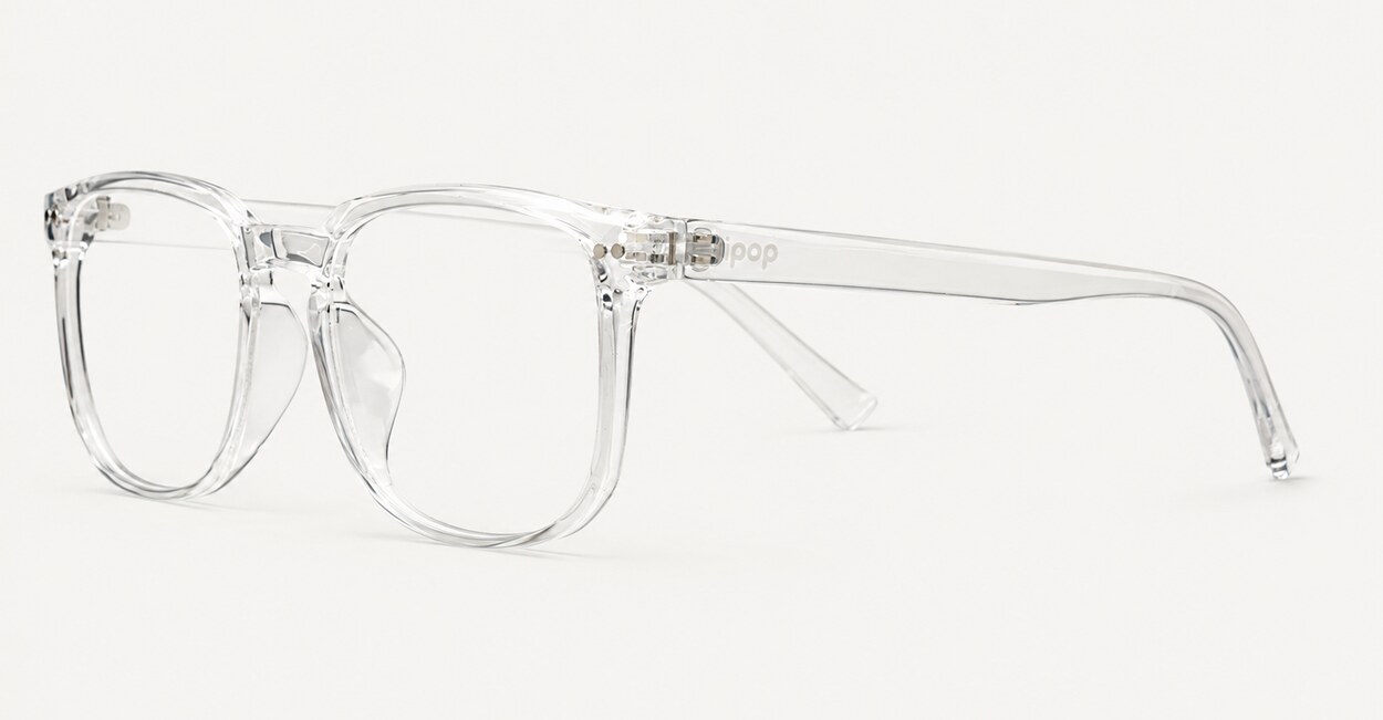 Unisex rectangular blue light glasses with keyhole bridge and twin metal pin detail