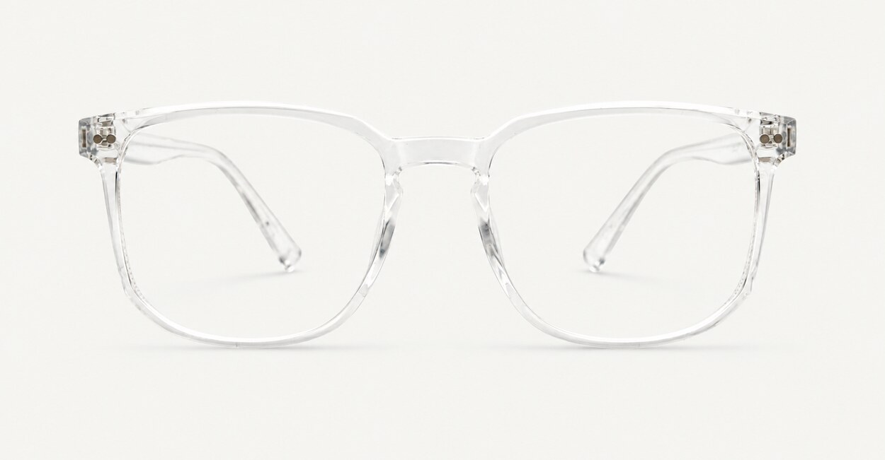 Unisex rectangular blue light glasses with keyhole bridge and twin metal pin detail