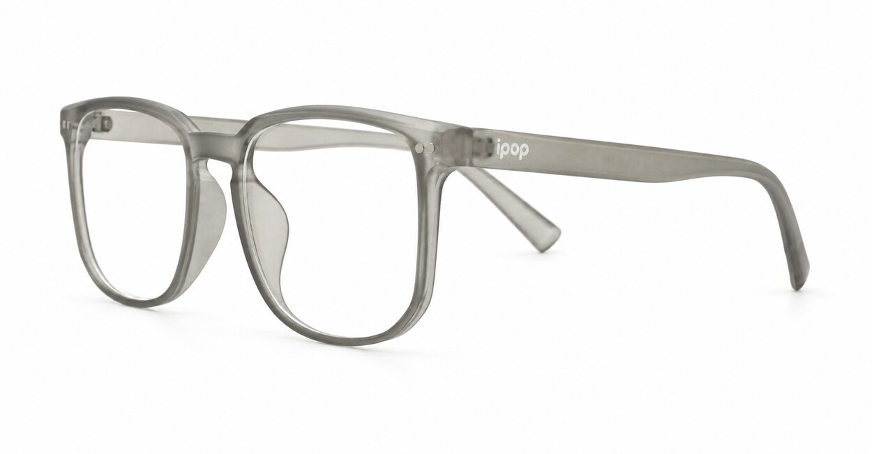 Unisex rectangular blue light glasses with keyhole bridge and twin metal pin detail