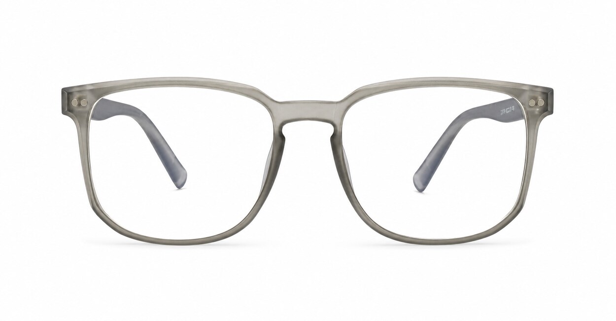 Unisex rectangular blue light glasses with keyhole bridge and twin metal pin detail