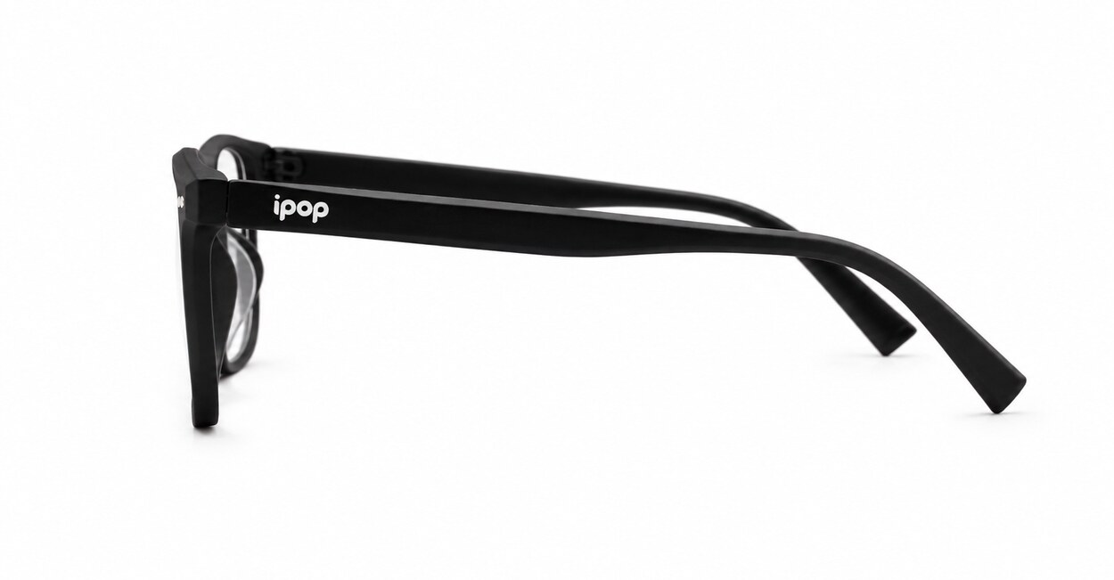 Unisex rectangular blue light glasses with keyhole bridge and twin metal pin detail