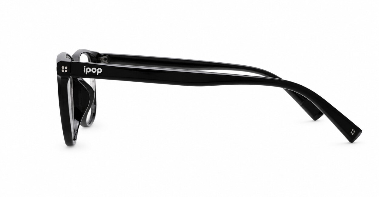 Unisex rectangular blue light glasses with keyhole bridge and twin metal pin detail