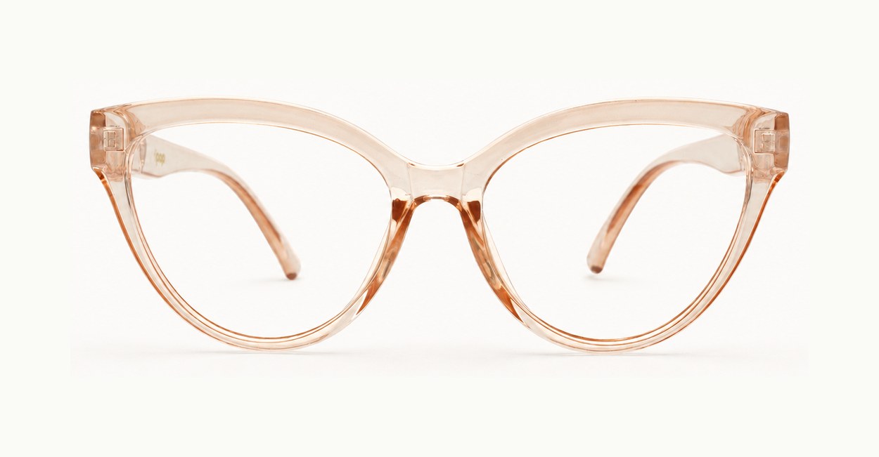Cat-eye blue light glasses with gold-edged flower and pearl temple detail