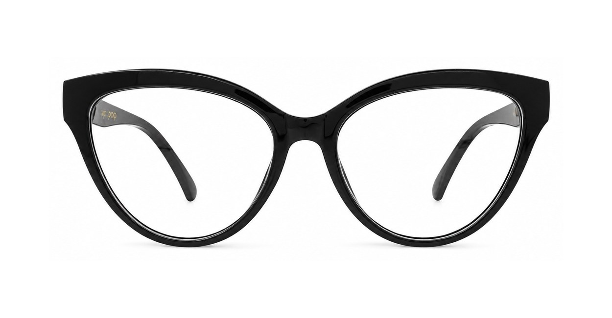 Cat-eye blue light glasses with gold-edged flower and pearl temple detail