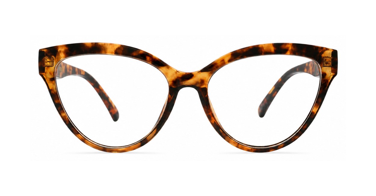 Cat-eye blue light glasses with gold-edged flower and pearl temple detail
