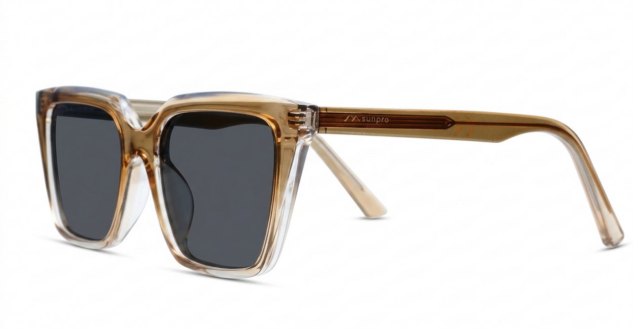 iPOP Oreo small cat eye polarised sunglasses for women with brown fade frames