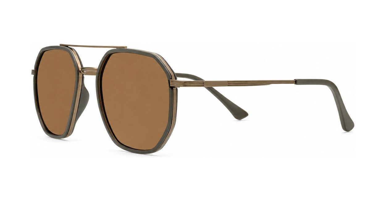 Vintage square aviator polarised sunglasses in matte black