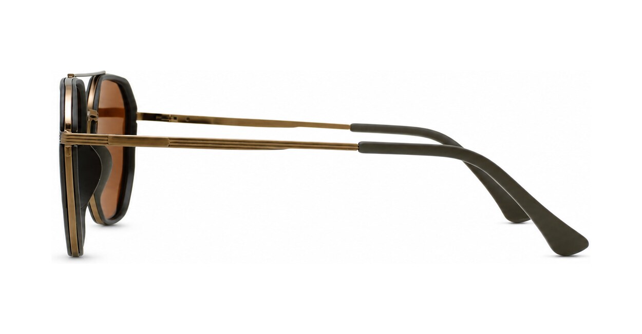 Vintage square aviator polarised sunglasses in matte black