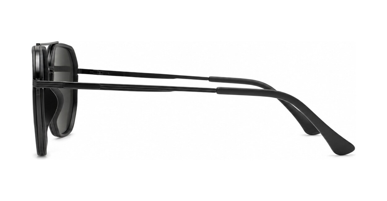 Vintage square aviator polarised sunglasses in matte black