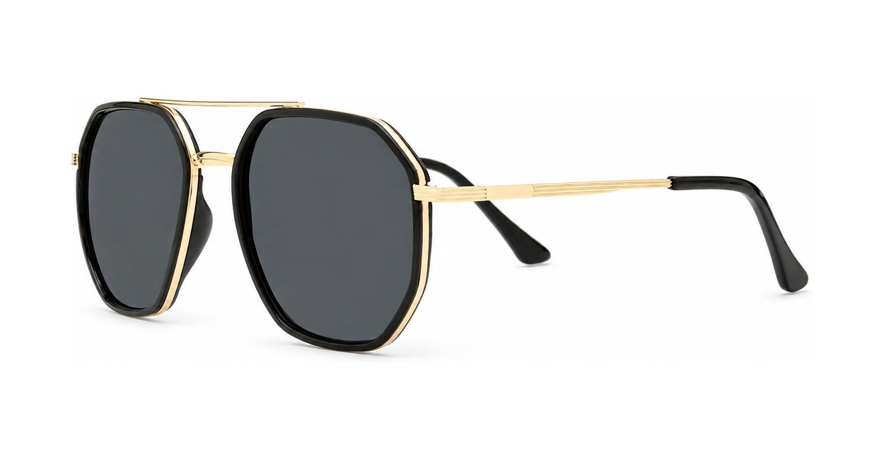 Vintage square aviator polarised sunglasses in matte black