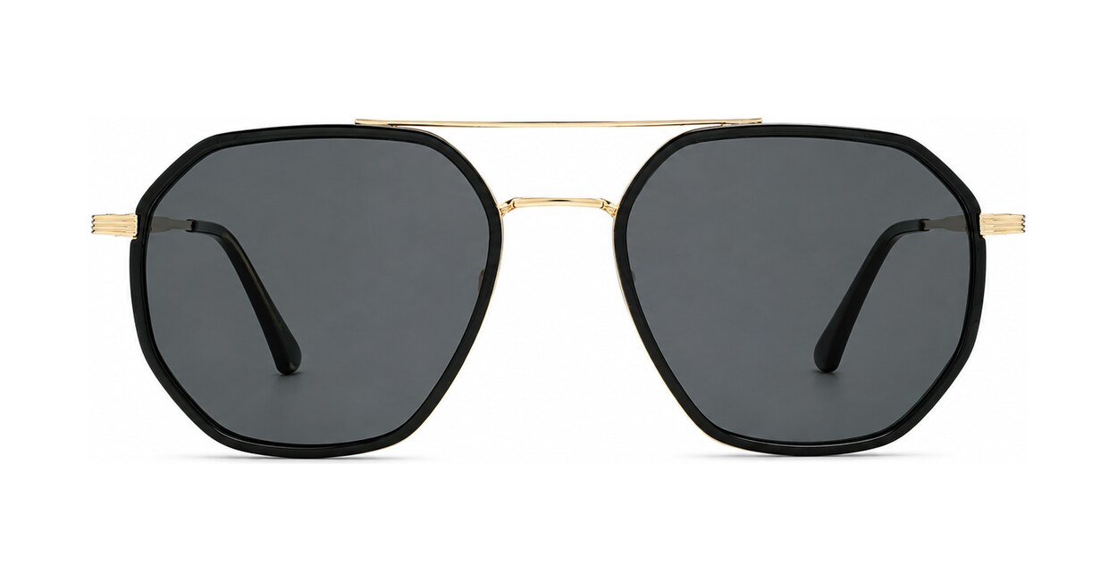 Vintage square aviator polarised sunglasses in matte black