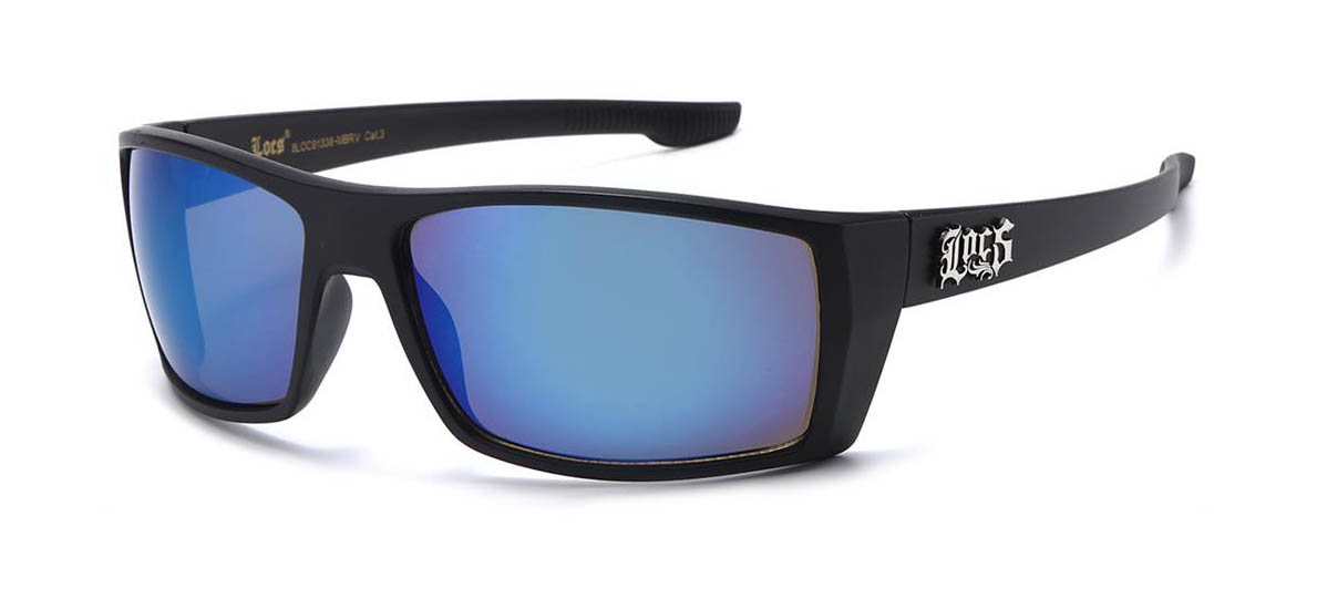 LOCS 91338-MBRV wraparound sunglasses with colour mirror lenses