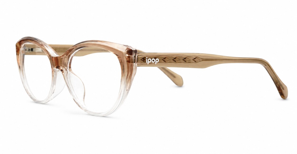Cat-eye blue light glasses with rounded lenses and diamond temple detailing