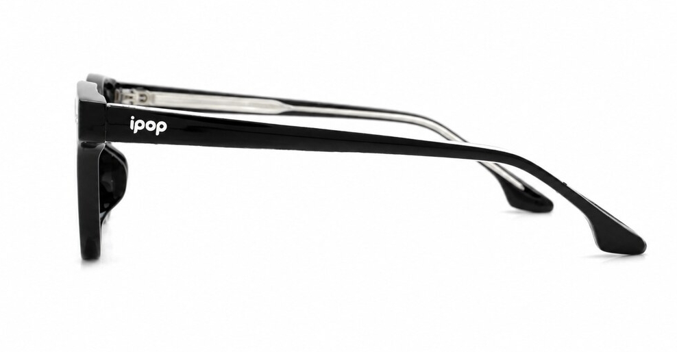 Small square crystal clear blue light glasses with silver arrow temple accents