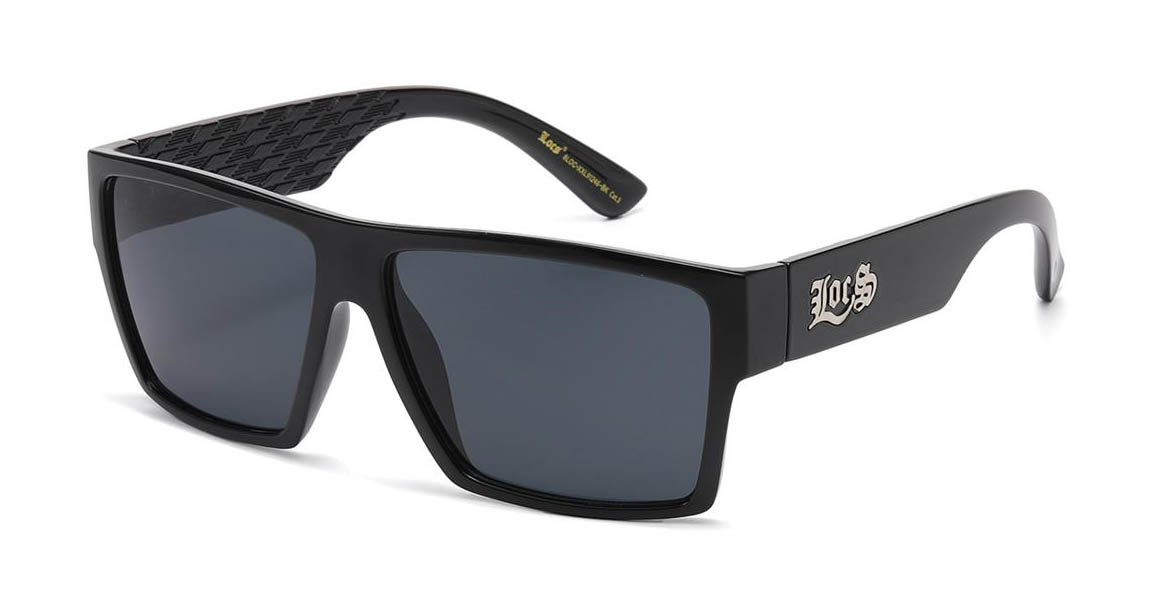LOCS 91246-Black X-Large sunglasses with wide frame fit