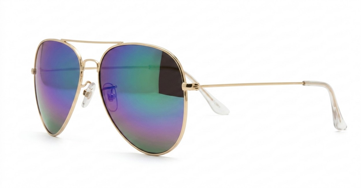 Bob Aviator polarised sunglasses with silver or gold frames and full revo mirror lenses