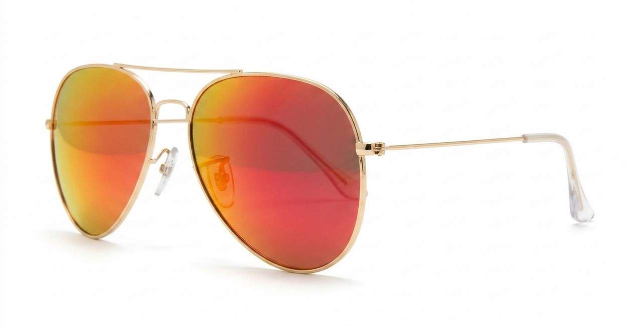 Bob Aviator polarised sunglasses with silver or gold frames and full revo mirror lenses