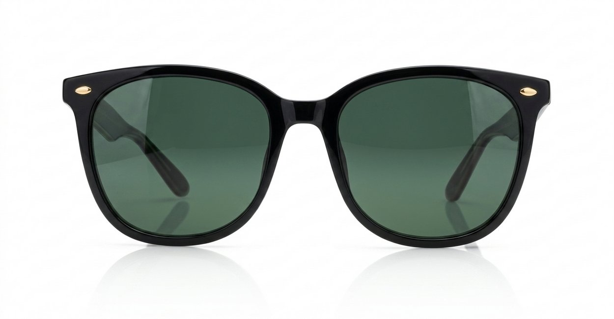 Kiri large round black polarised sunglasses G15 lenses oversized frame