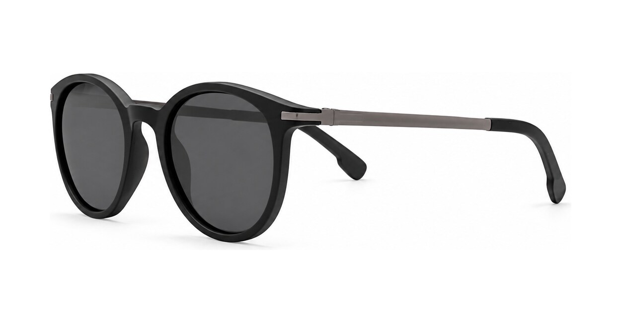 Round vintage matte sunglasses with slim metal temples