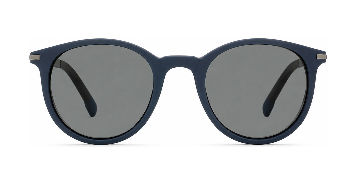 Round vintage matte sunglasses with slim metal temples