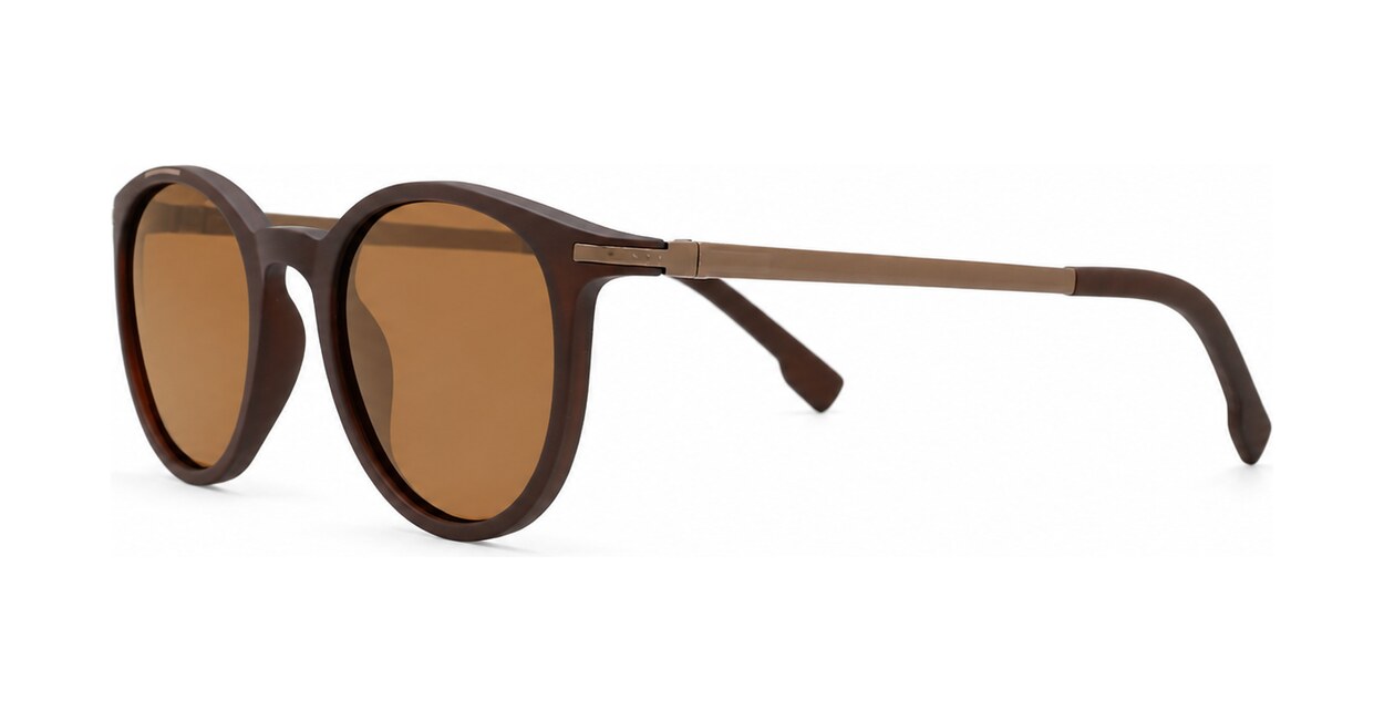 Round vintage matte sunglasses with slim metal temples