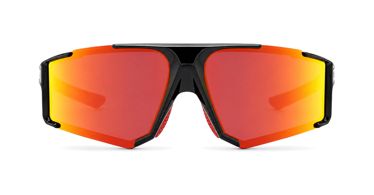 Rouge wraparound sports sunglasses with vented temples and shield lenses