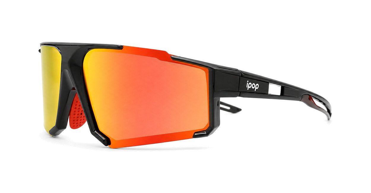 Rouge wraparound sports sunglasses with vented temples and shield lenses