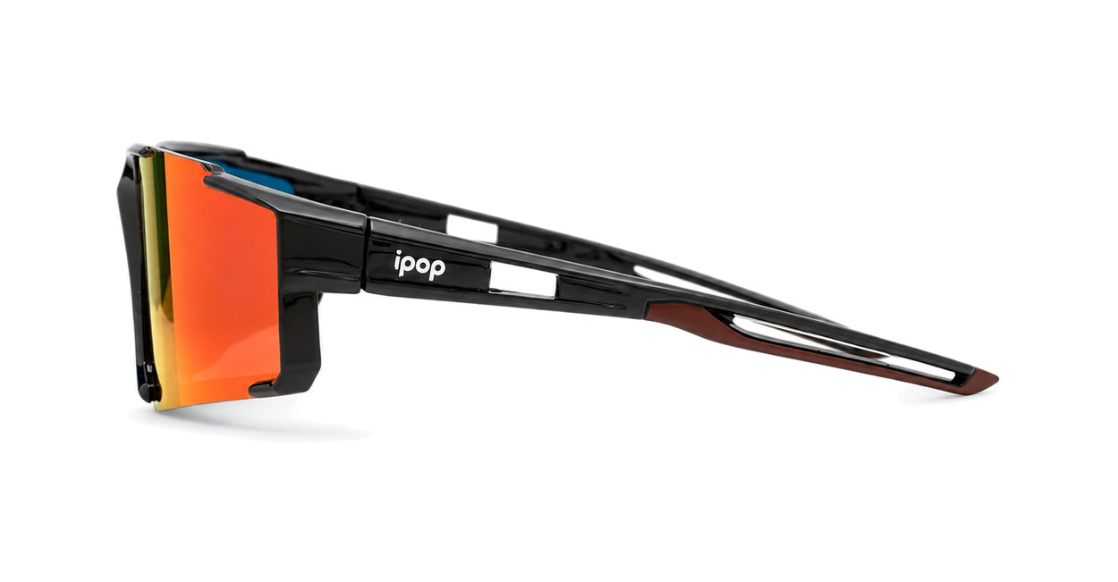 Rouge wraparound sports sunglasses with vented temples and shield lenses