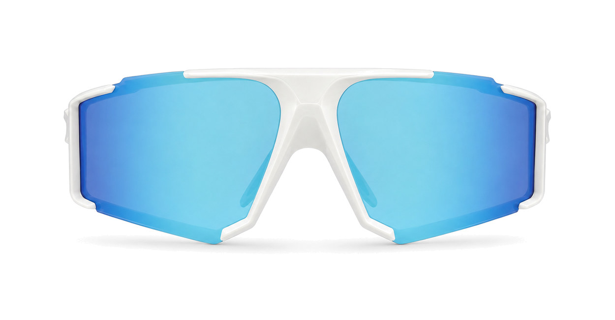 Rouge wraparound sports sunglasses with vented temples and shield lenses