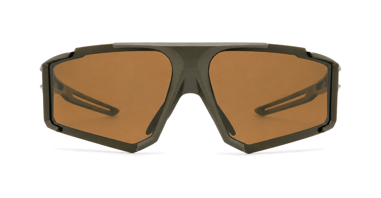 Rouge wraparound sports sunglasses with vented temples and shield lenses