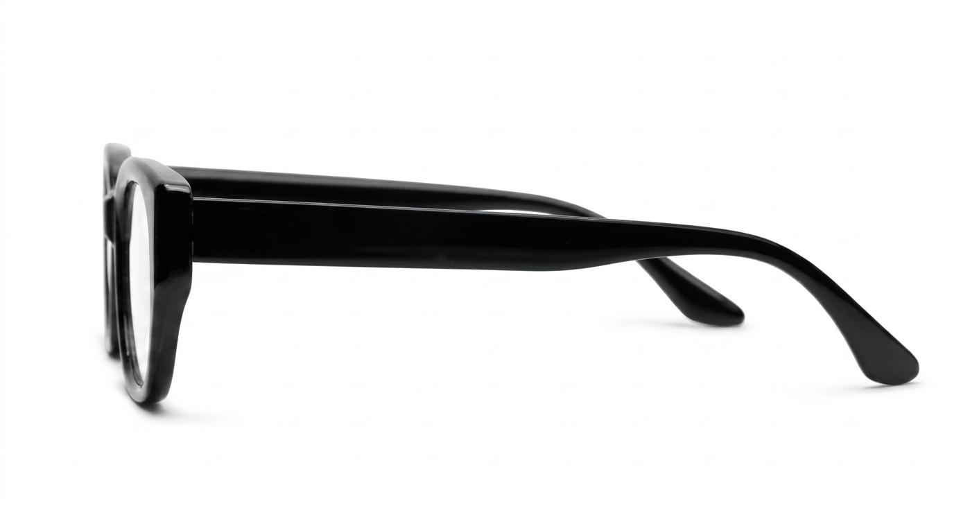 Black rectangular computer glasses with clean undetailed retro frame