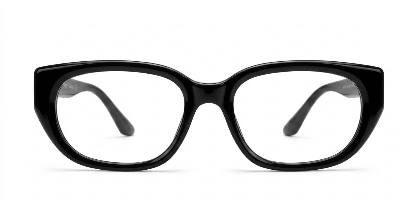 Black rectangular computer glasses with clean undetailed retro frame