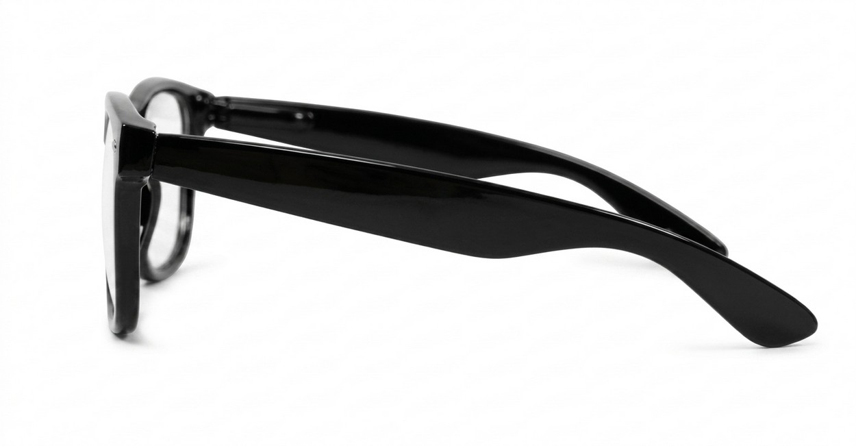 Classic vintage-shape black blue blocker glasses with flexible hinges