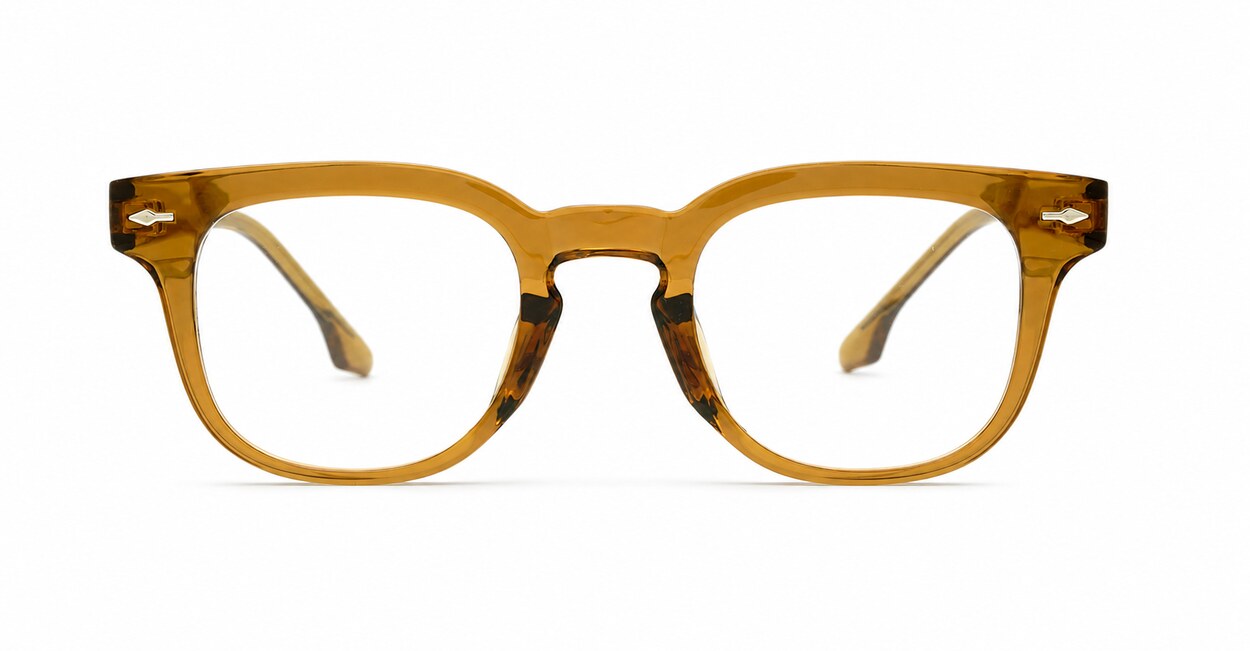 Small square crystal clear blue light glasses with silver arrow temple accents