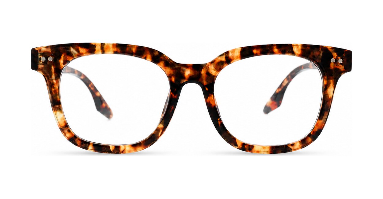 Clear lens rounded-square blue light glasses BL3973 with silver pin detailing