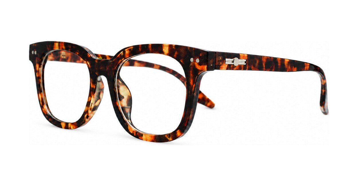 Clear lens rounded-square blue light glasses BL3973 with silver pin detailing