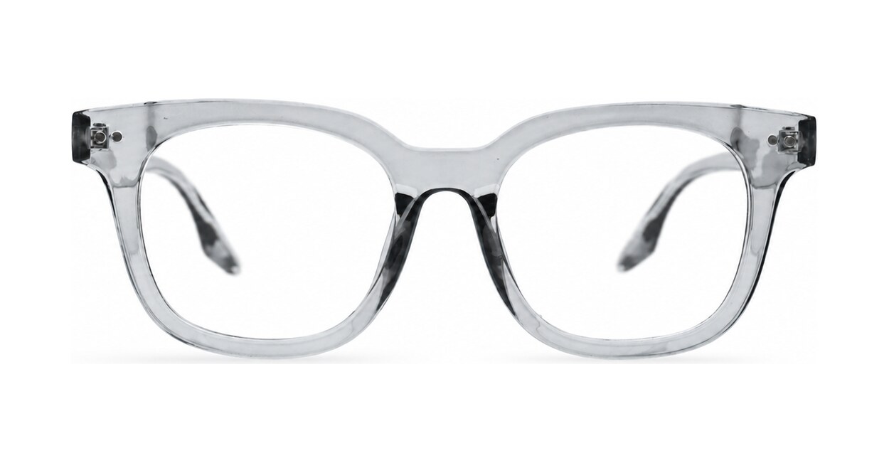 Clear lens rounded-square blue light glasses BL3973 with silver pin detailing