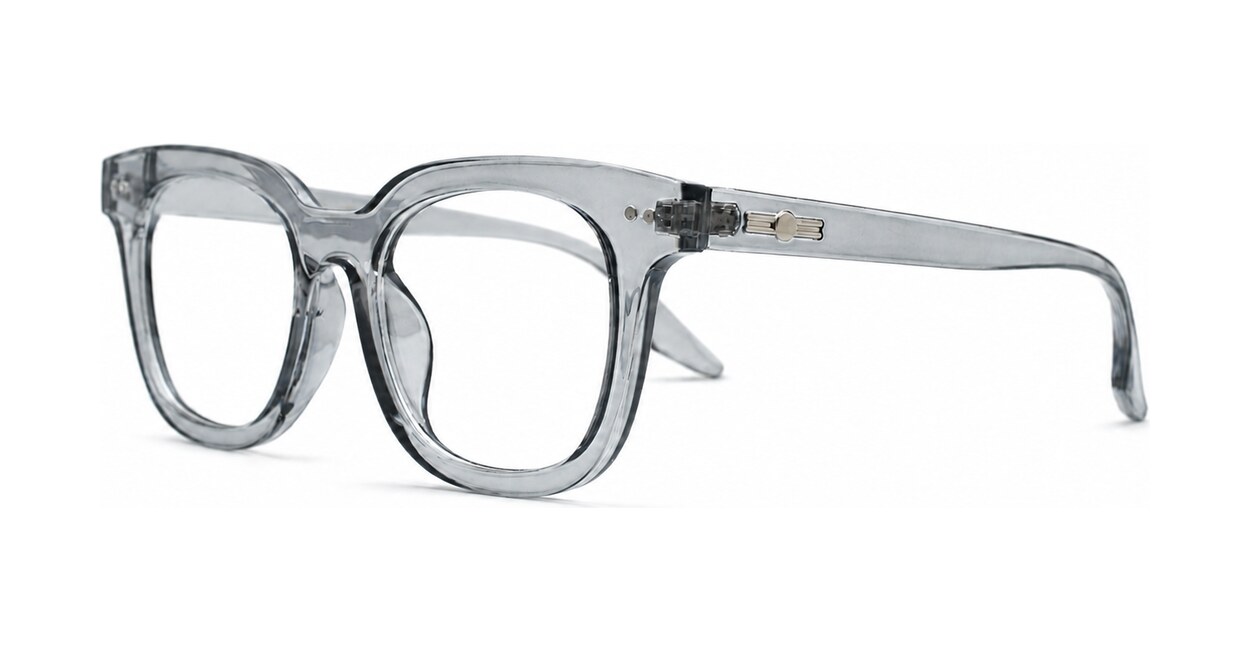 Clear lens rounded-square blue light glasses BL3973 with silver pin detailing