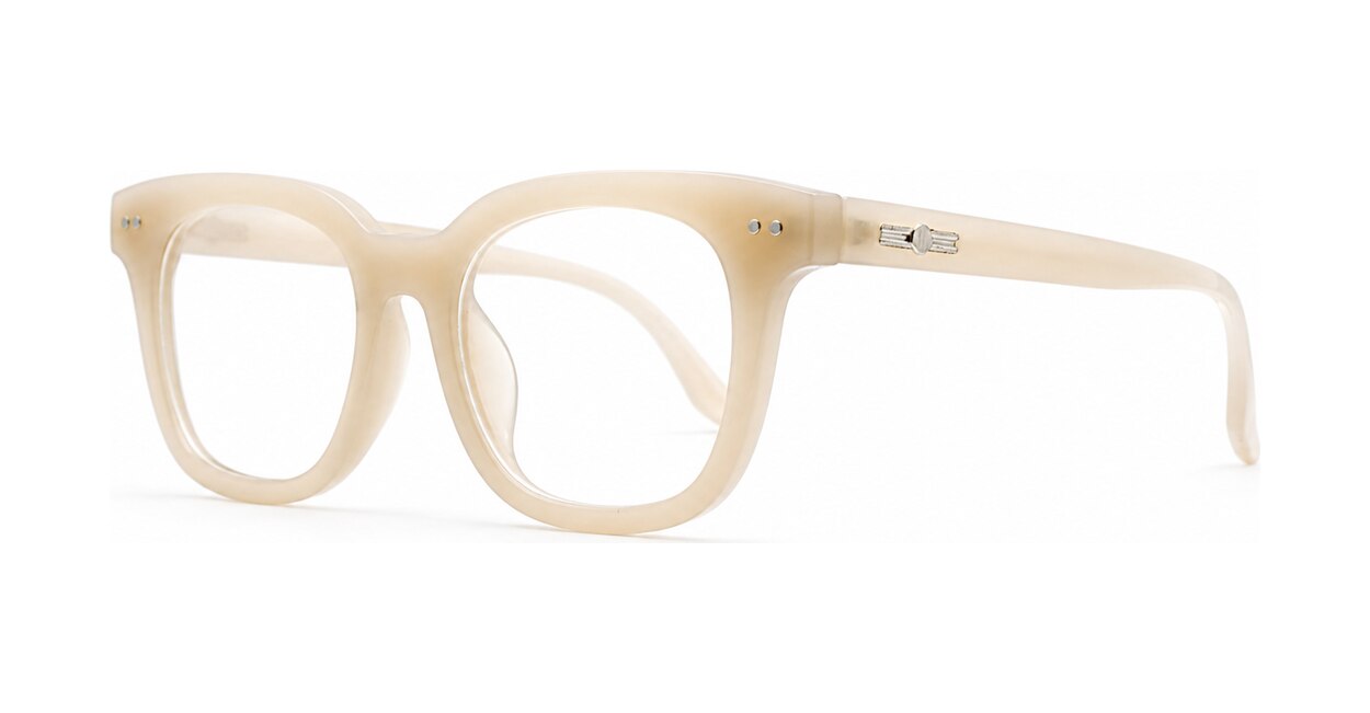 Clear lens rounded-square blue light glasses BL3973 with silver pin detailing
