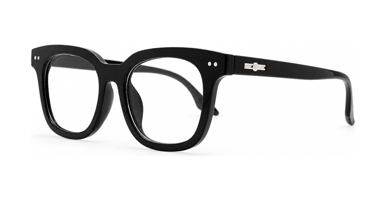 Clear lens rounded-square blue light glasses BL3973 with silver pin detailing