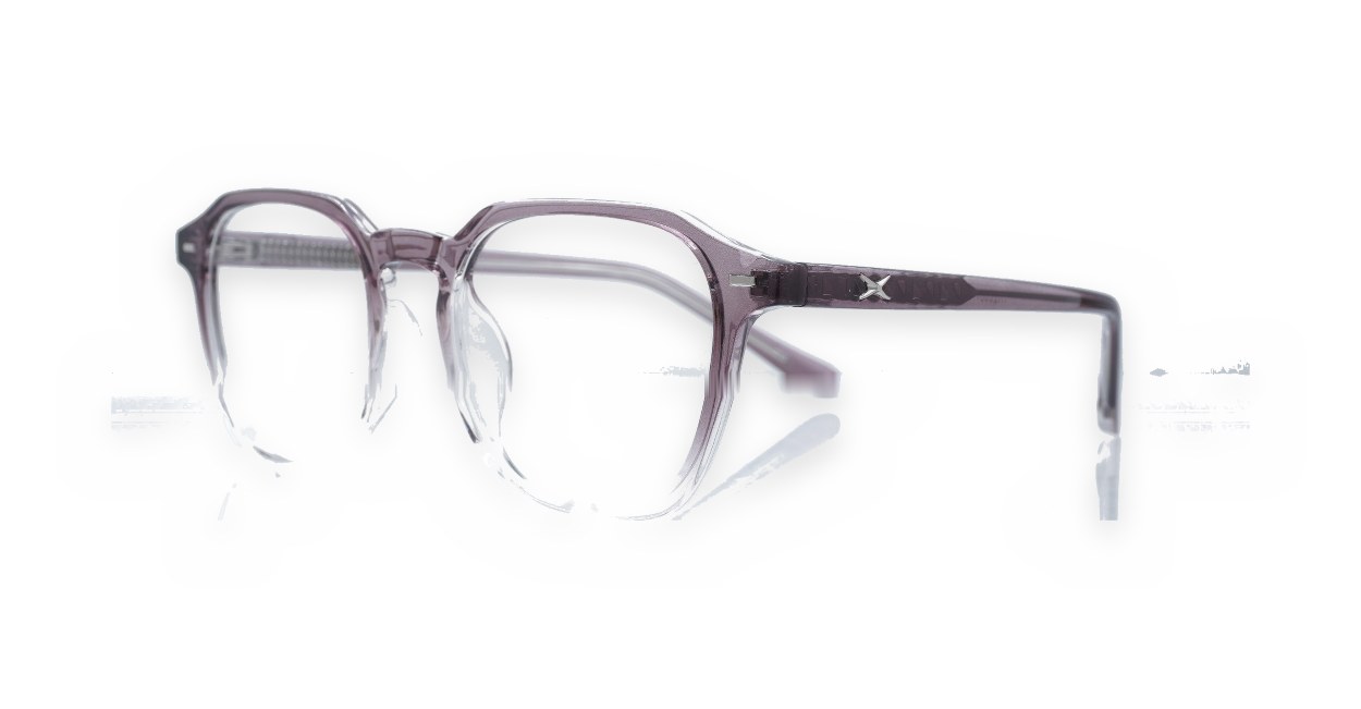 gradient translucent TR90 blue light glasses BL28057 with silver temple accents