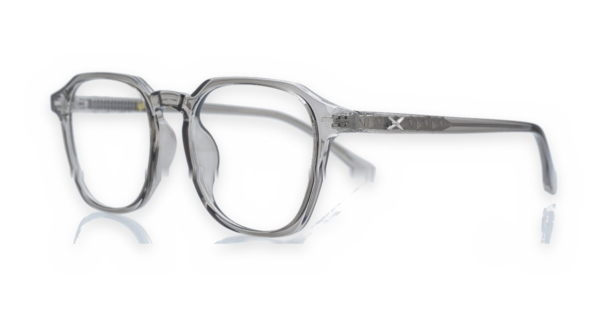 gradient translucent TR90 blue light glasses BL28057 with silver temple accents