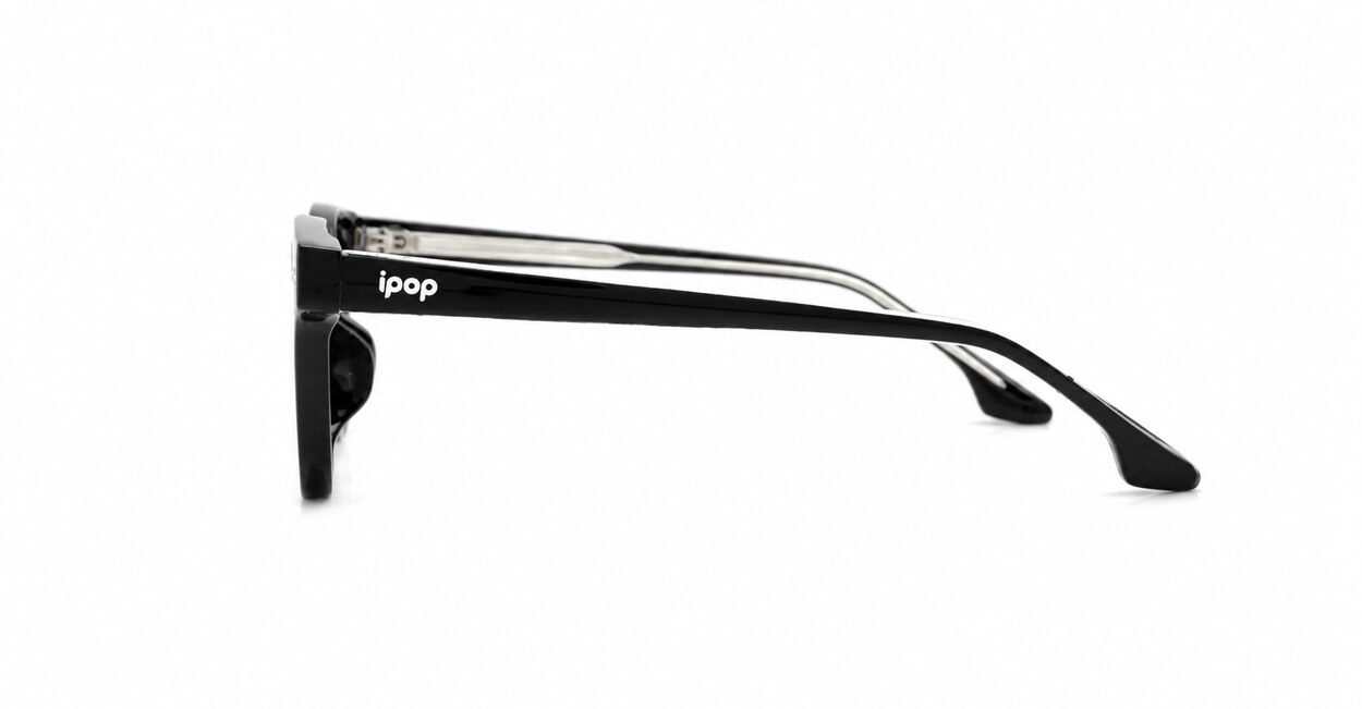 Small square crystal clear blue light glasses with silver arrow temple accents
