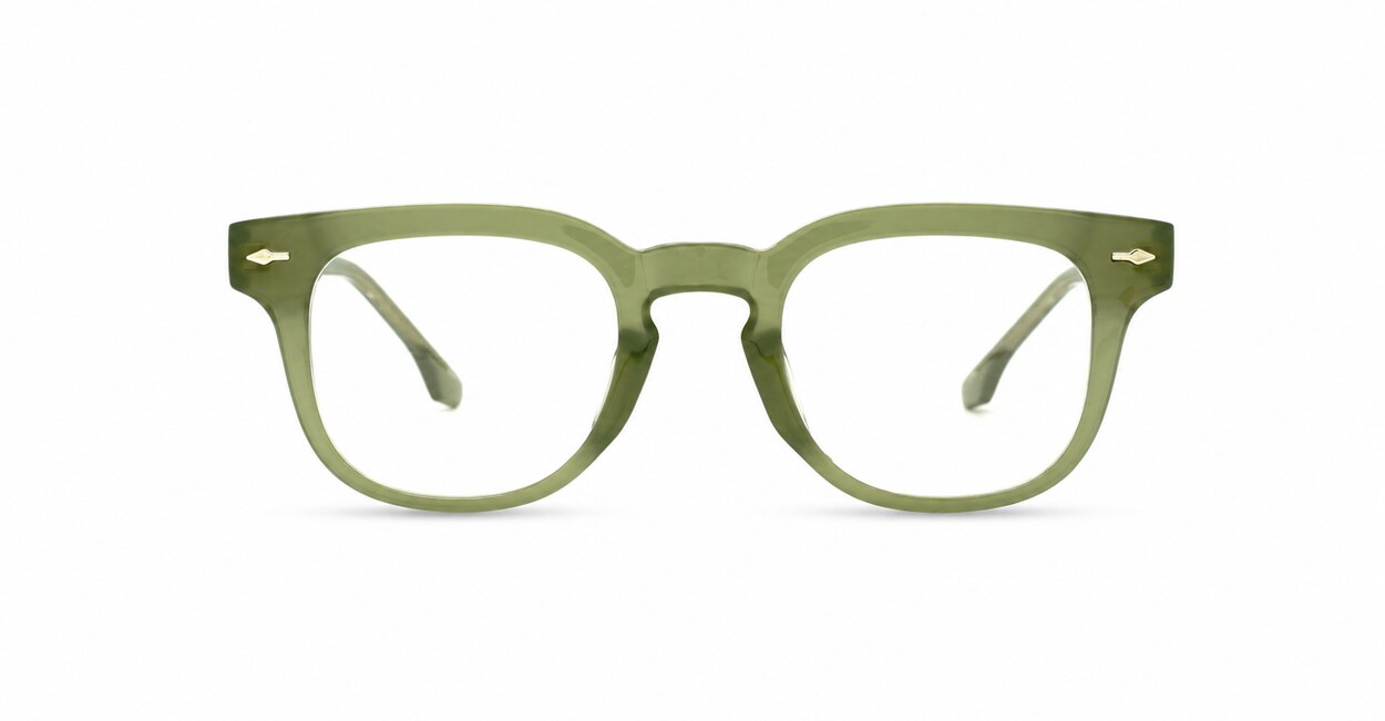 Small square crystal clear blue light glasses with silver arrow temple accents