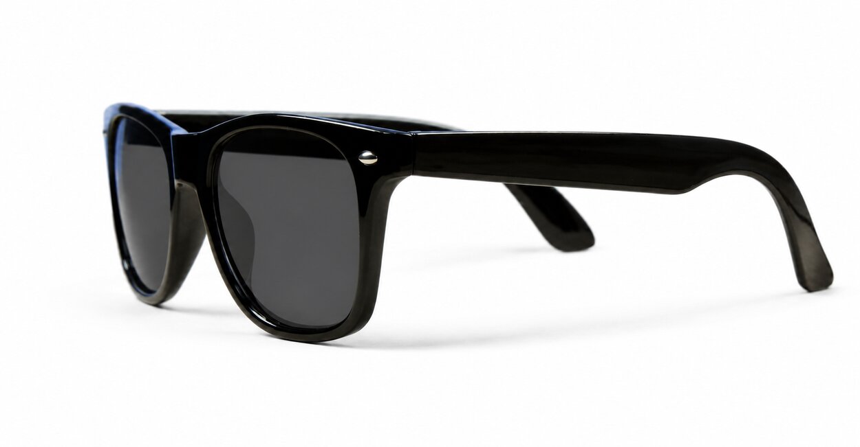 Kids classic wayfarer UV400 sunglasses in black with super dark lenses