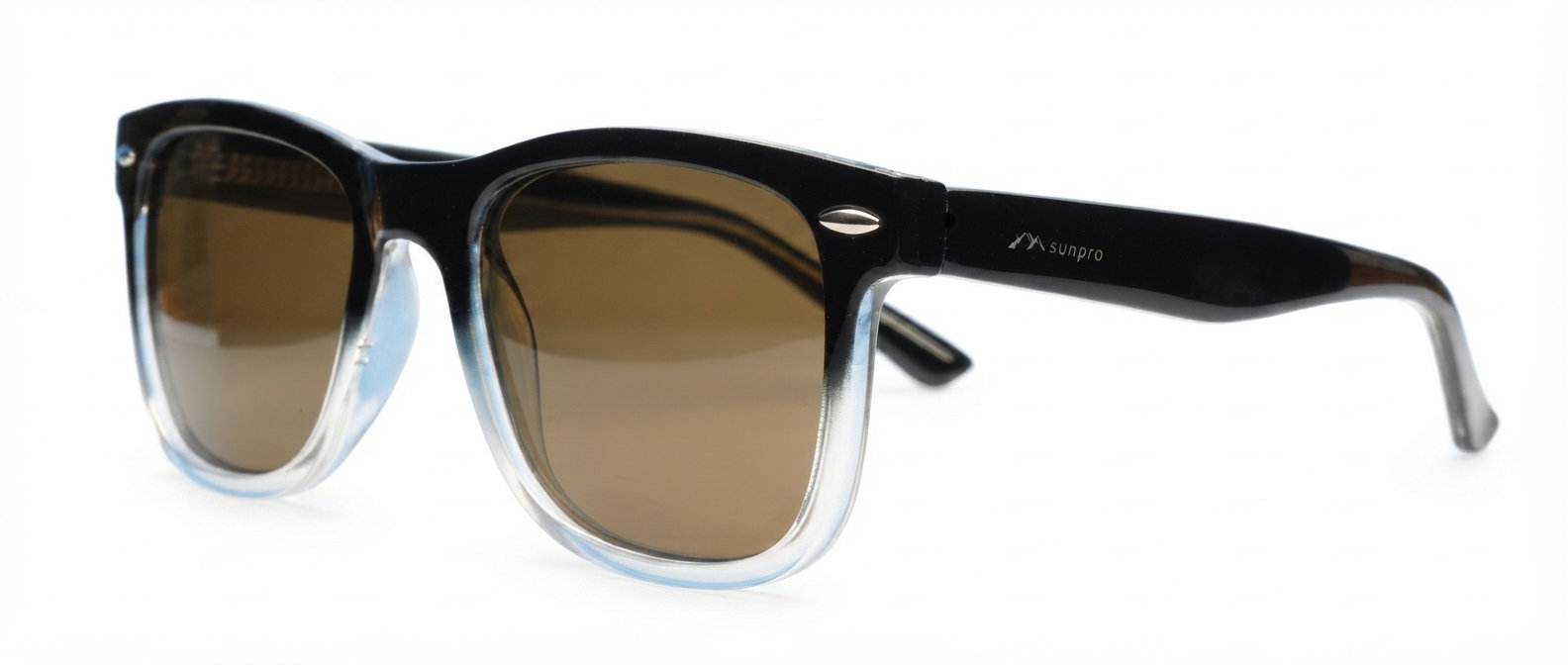 Maui Black wayfarer polarised sunglasses with black gradient frames superdark grey lenses and inner core wire temples