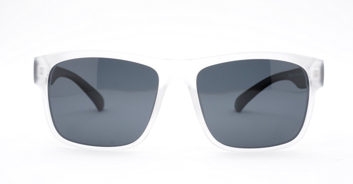 Men's polarised soft curve wrap sunglasses with textured embossed metal temple detailing