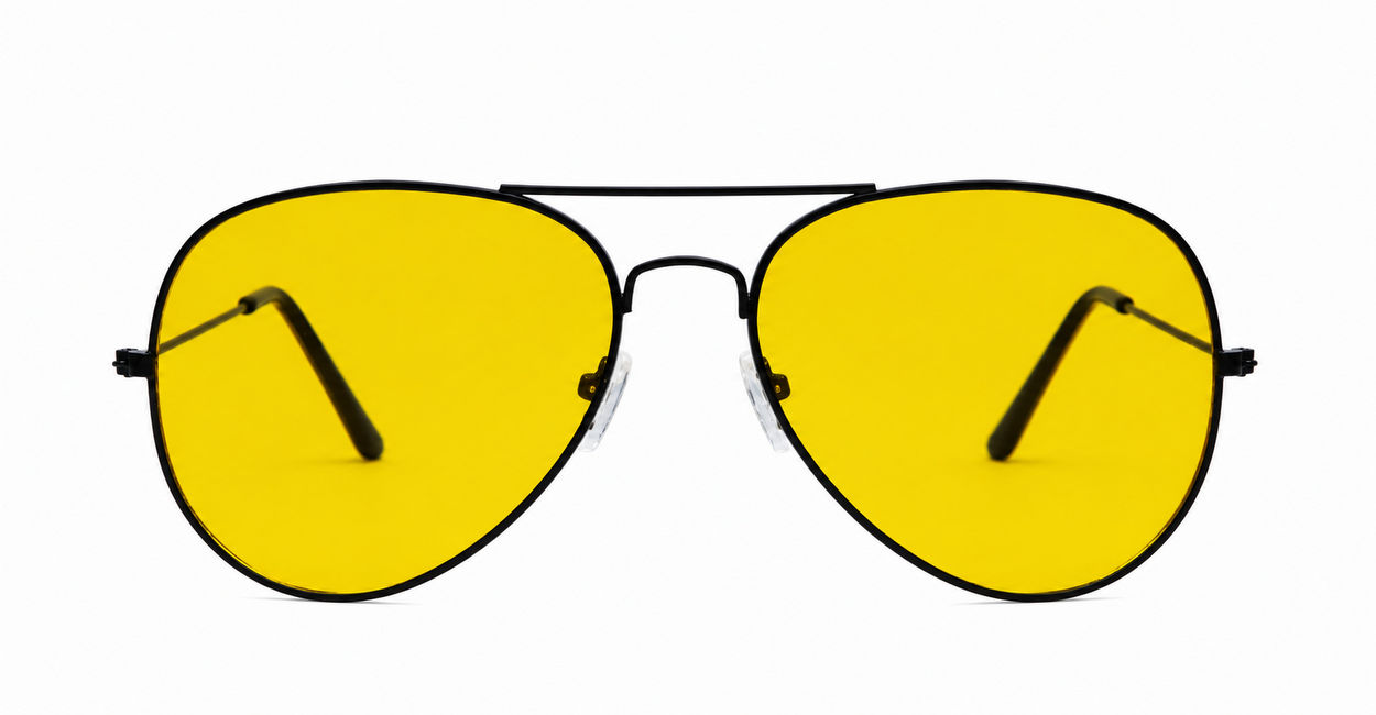 Knight Driver Black aviator night driving glasses yellow lenses