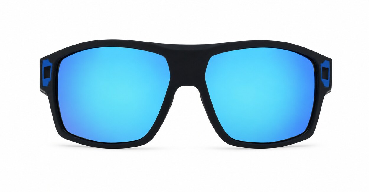 Men's polarised sunglasses with rectangular wrap frame and matte finish