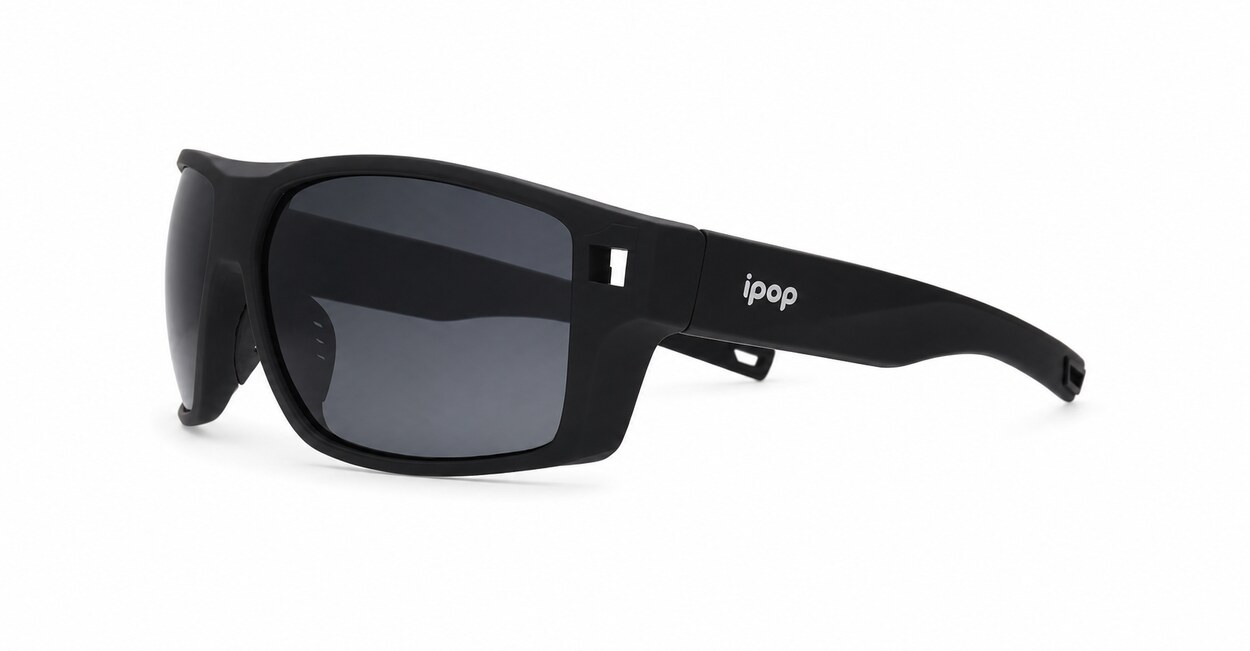Men's polarised sunglasses with rectangular wrap frame and matte finish